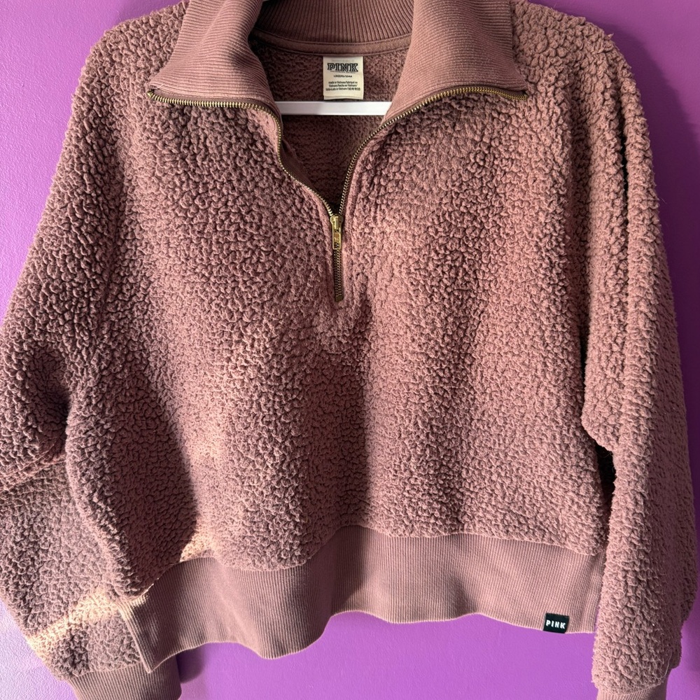 Pink Sherpa Quarter-Zip Pullover